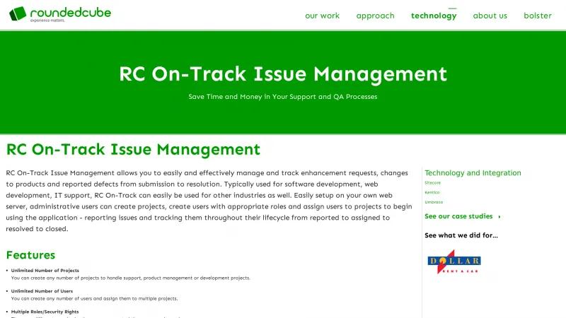 Homepage of RC On-Track Issue Management