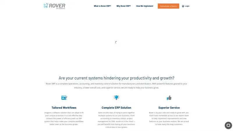 Homepage of Rover ERP