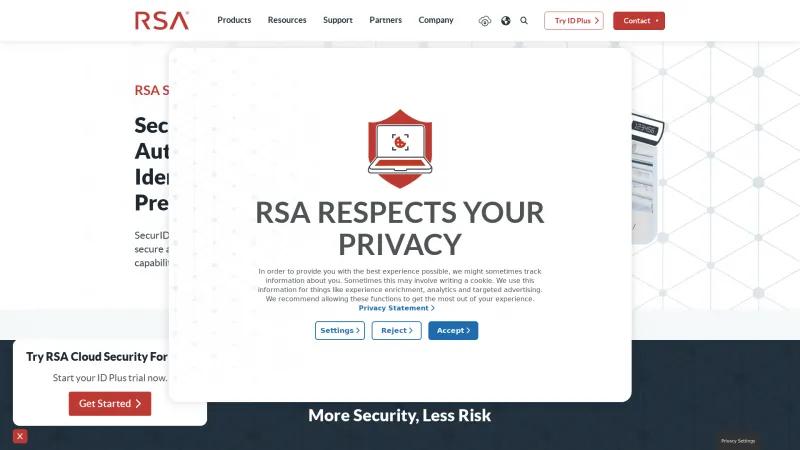 Homepage of RSA SecurID