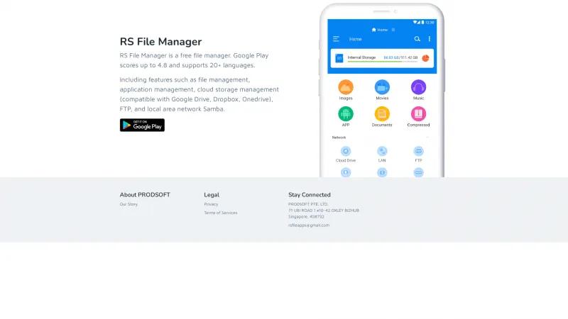 Homepage of RS File Manager