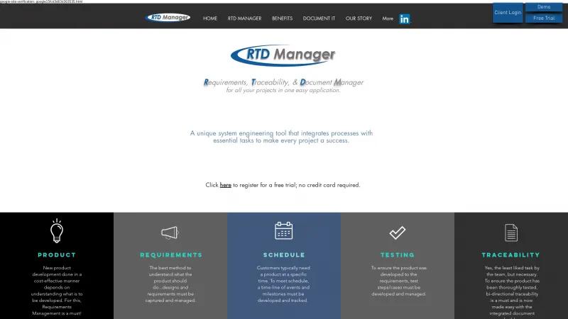 Homepage of RTD Manager