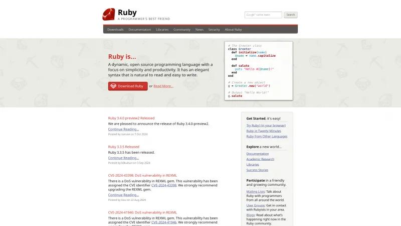 Homepage of Ruby