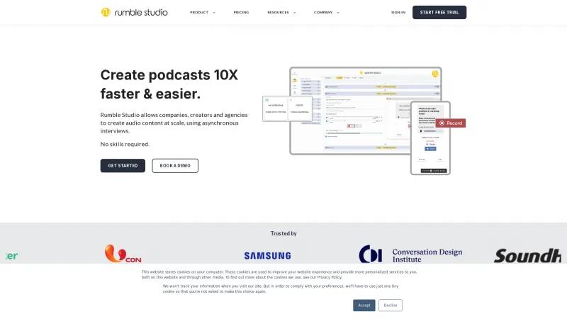 Homepage of Rumble Studio