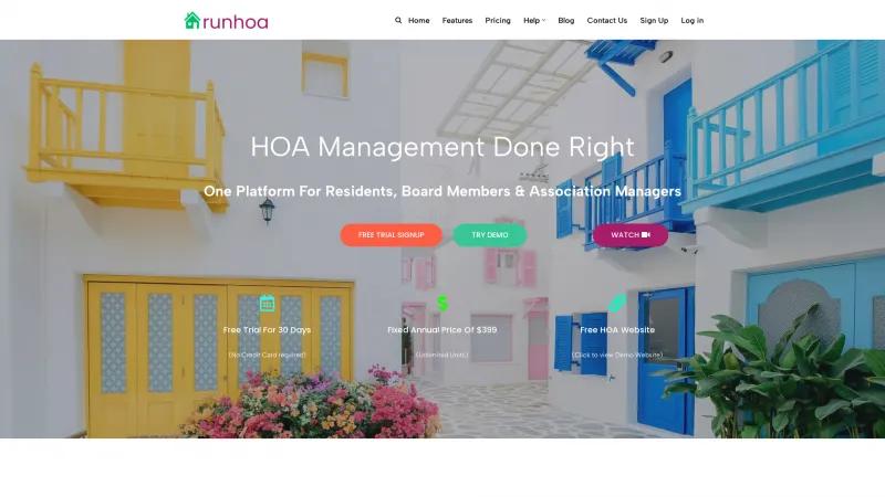 Homepage of RunHOA