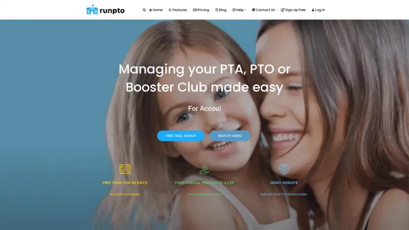 Homepage of RunPTO