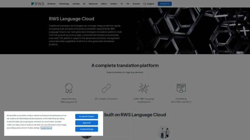 Homepage of RWS Language Cloud