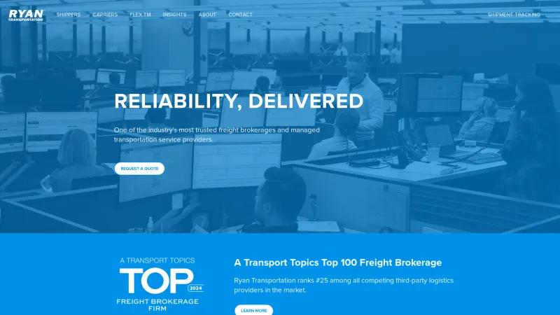 Homepage of Ryan Transportation