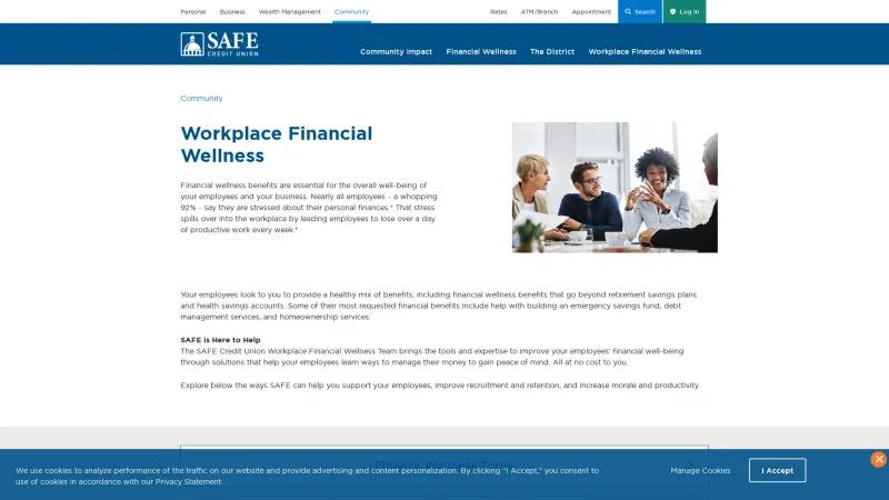 Homepage of SAFE Workplace Financial Wellness