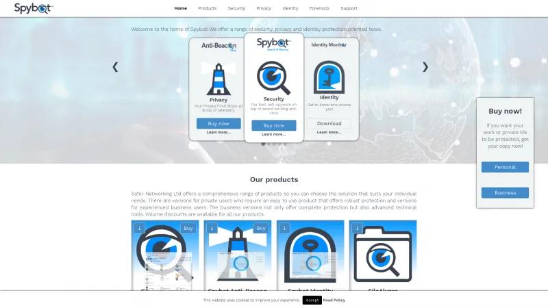 Homepage of Spybot