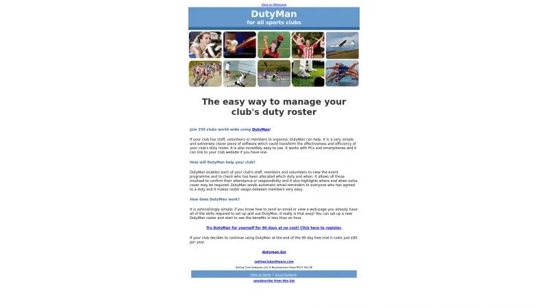 Homepage of DutyMan