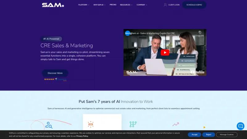 Homepage of SAM.AI