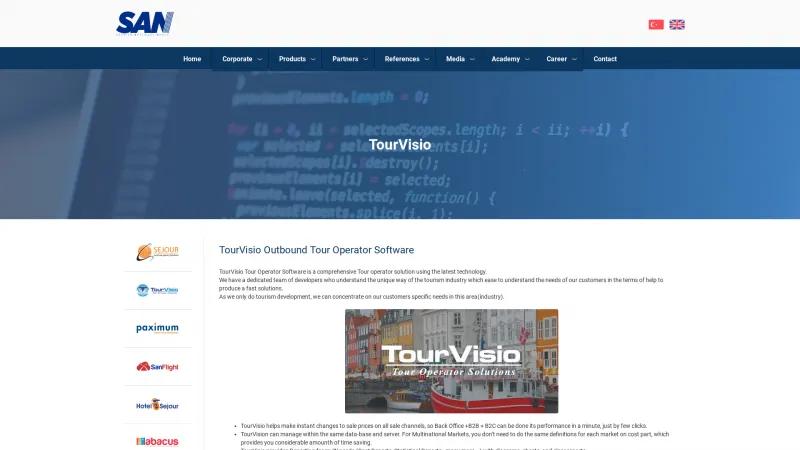 Homepage of TourVisio Tour Operator Software