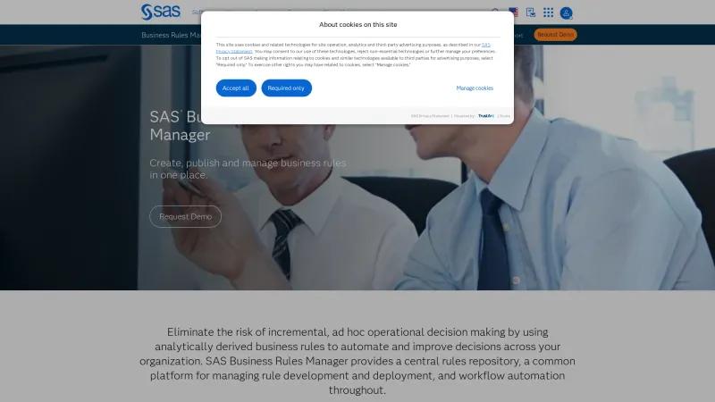 Homepage of SAS Business Rules Manager