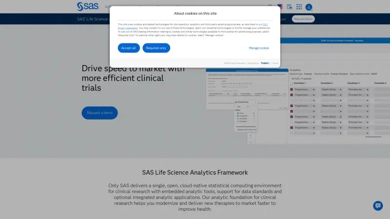 Homepage of SAS Life Science Analytics Framework