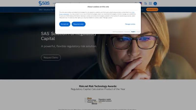 Homepage of SAS Solution for Regulatory Capital