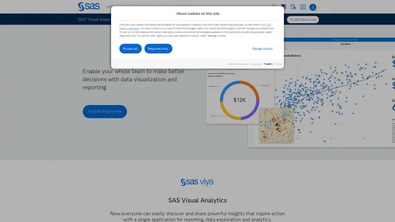 Homepage of SAS Visual Analytics