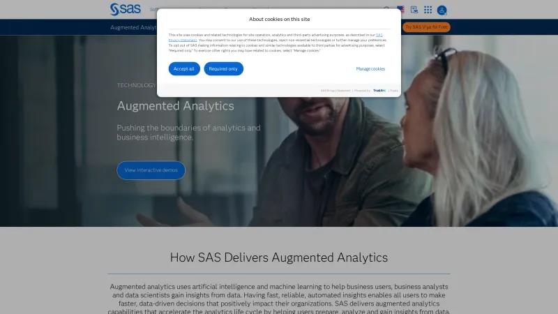 Homepage of SAS Business Intelligence