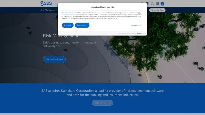 Homepage of SAS Enterprise Risk Management