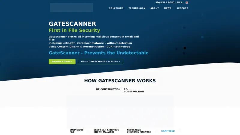 Homepage of GateScanner