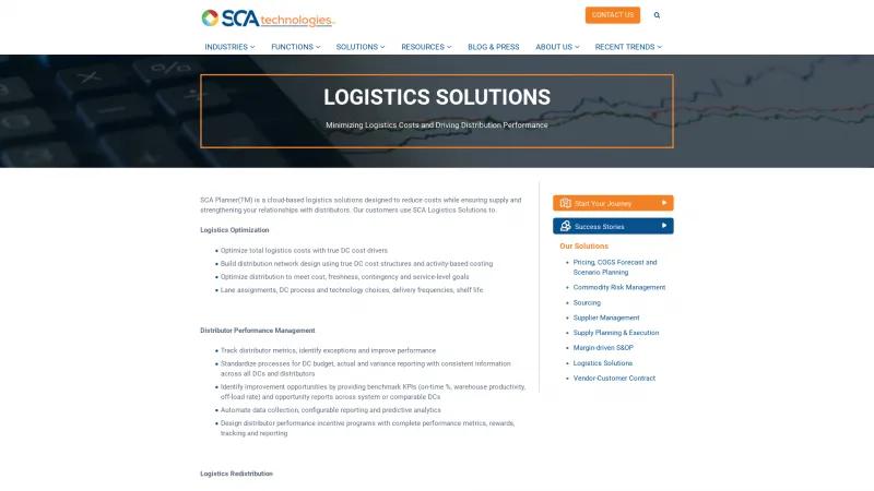 Homepage of SCA Planner