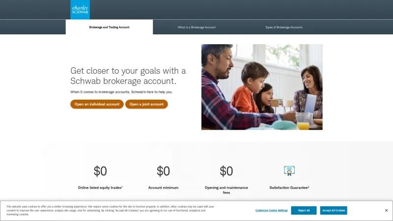 Homepage of Charles Schwab