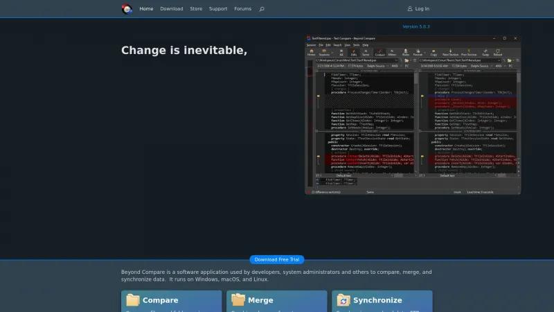 Homepage of Beyond Compare