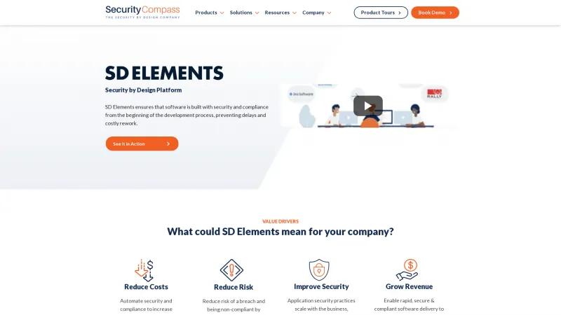 Homepage of SD Elements