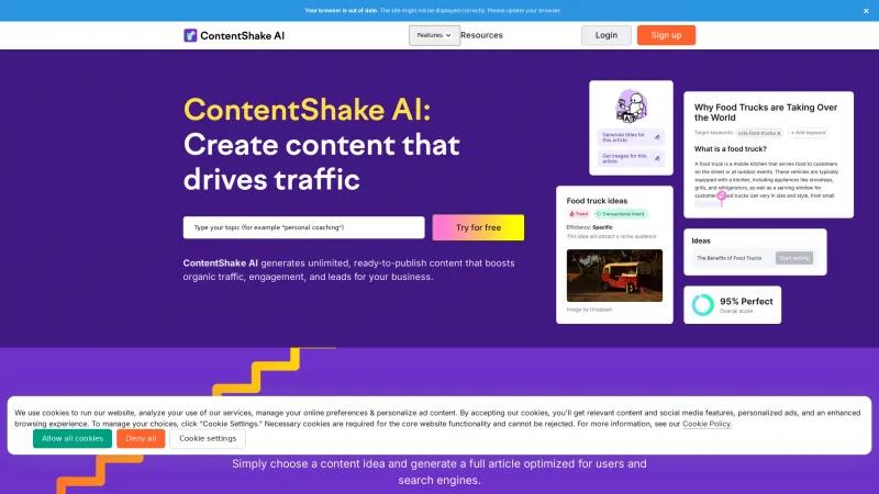 Homepage of ContentShake