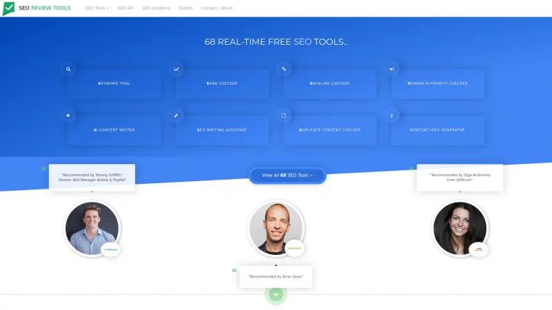 Homepage of SEO Review Tools