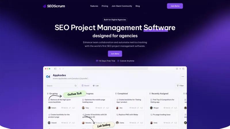 Homepage of SEOScrum