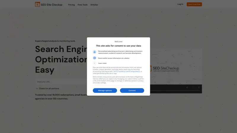 Homepage of SEO Site Checkup