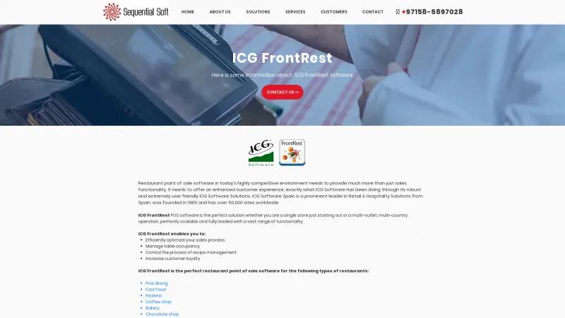 Homepage of ICG FrontRest