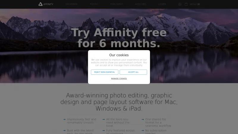 Homepage of Affinity Designer