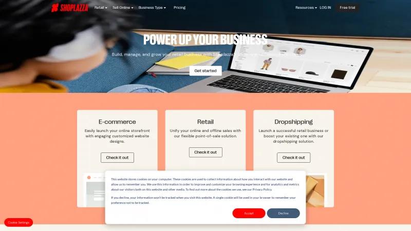 Homepage of Shoplazza