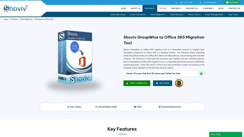 Homepage of GroupWise to Office 365 Migration