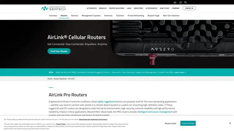 Homepage of AirLink Routers