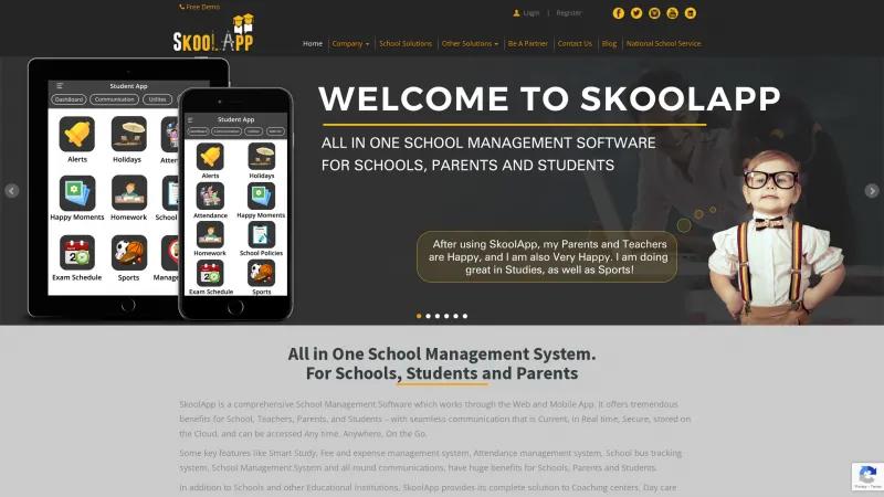 Homepage of SkoolApp