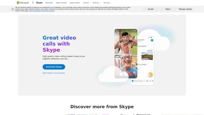 Homepage of Skype