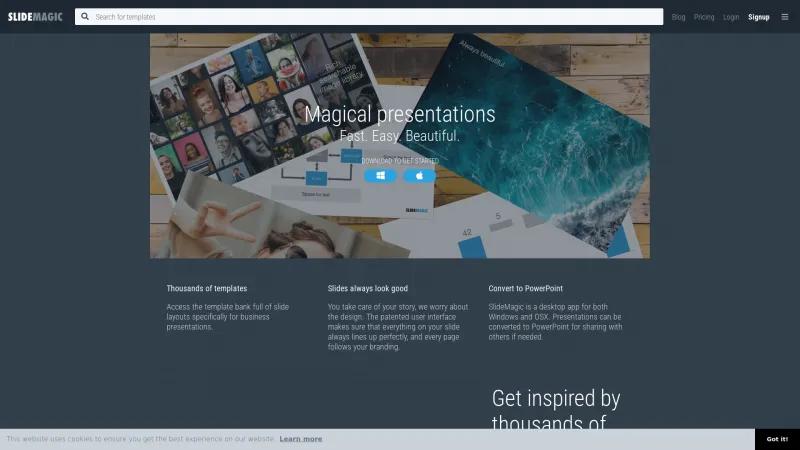 Homepage of SlideMagic