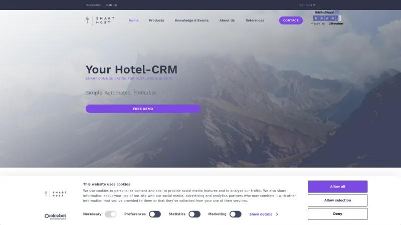 Homepage of Smart Host CRM