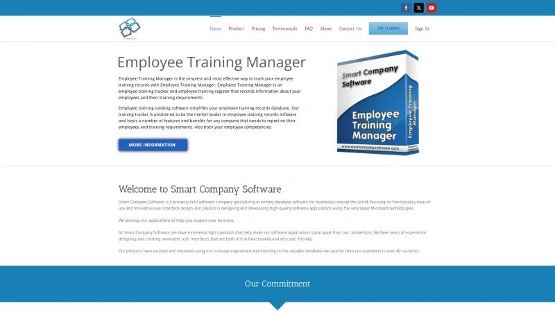 Homepage of Employee Training Manager