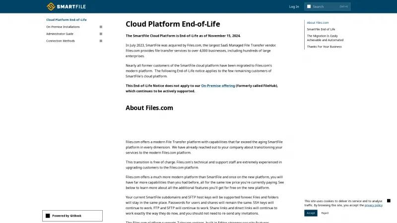 Homepage of SmartFile