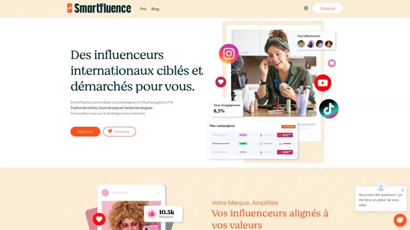 Homepage of Smartfluence