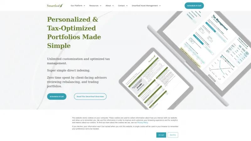 Homepage of Smartleaf