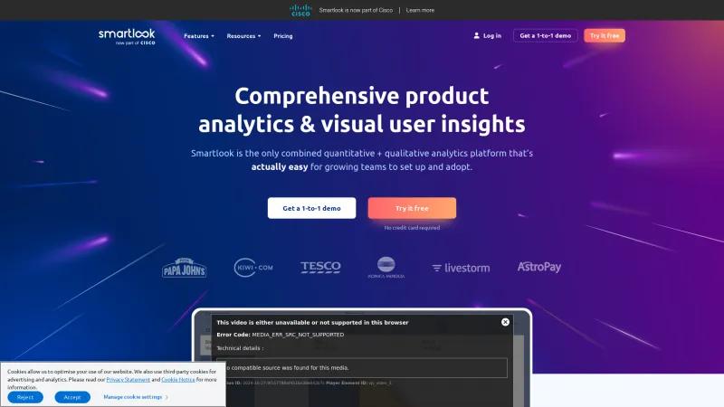 Homepage of Smartlook