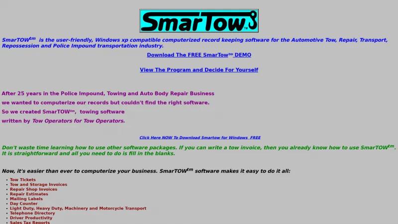 Homepage of SmarTOW