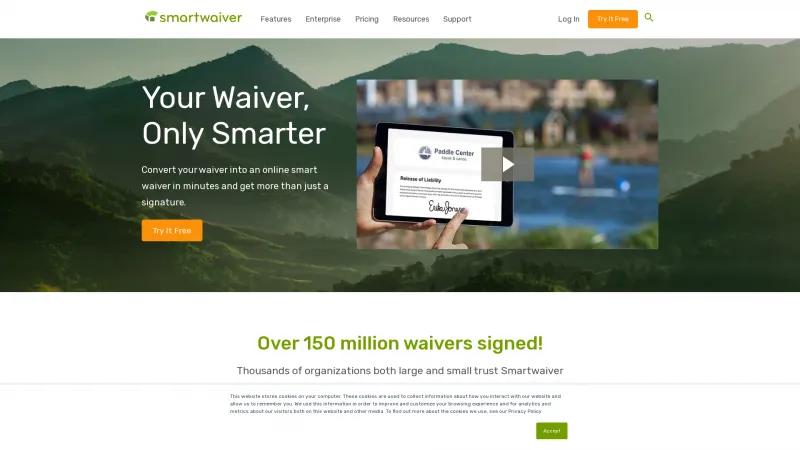 Homepage of Smartwaiver