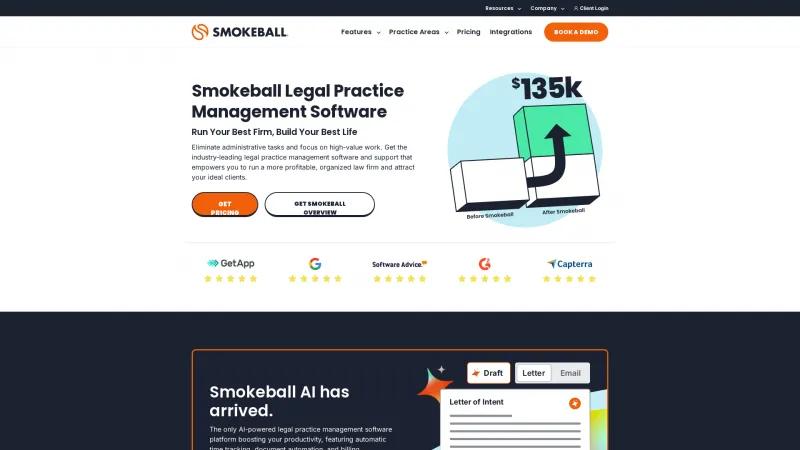 Homepage of Smokeball