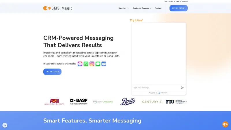 Homepage of SMS-Magic