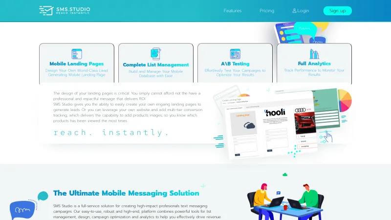 Homepage of SMS Studio